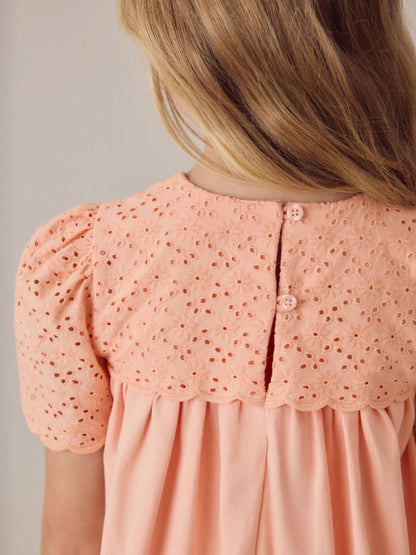 Laura Ashley Orange Broderie Anglaise Frill Top and Shorts Set image 6