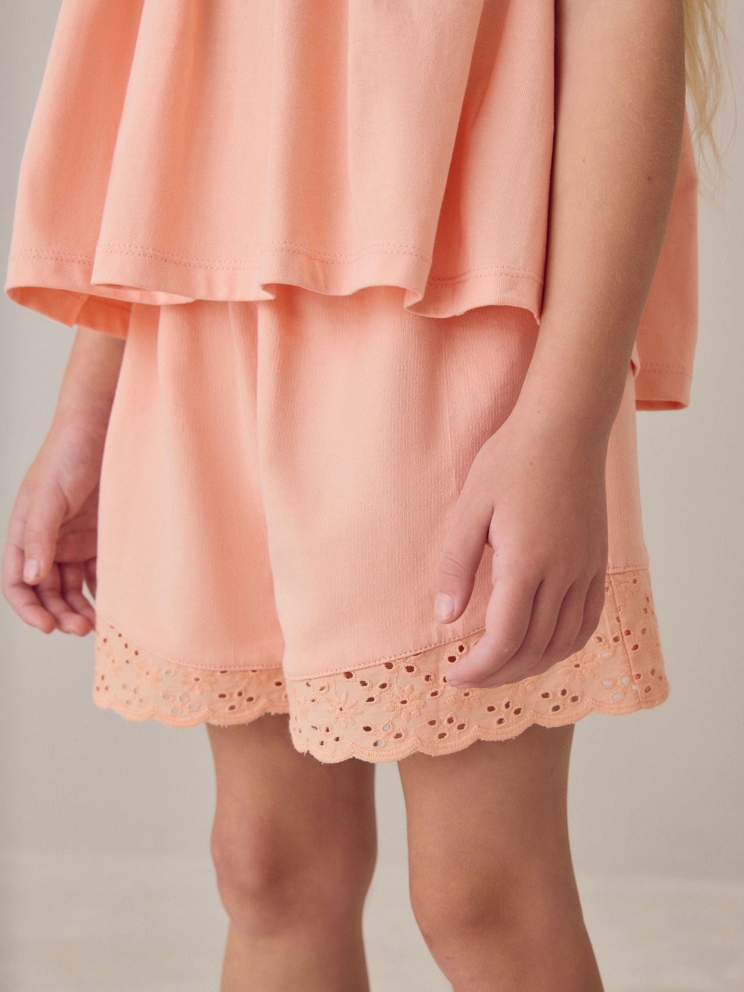Laura Ashley Orange Broderie Anglaise Frill Top and Shorts Set image 7