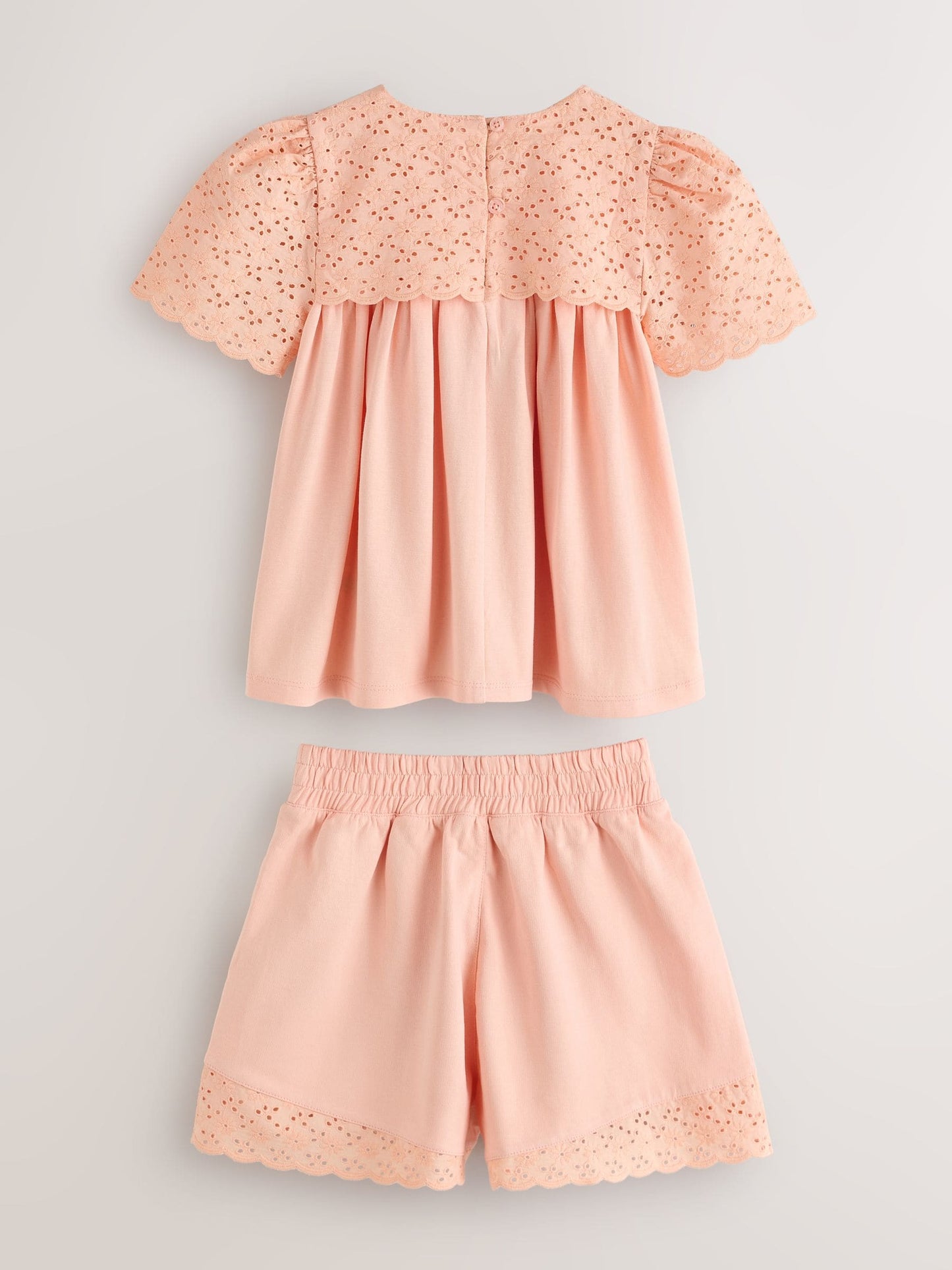 Laura Ashley Orange Broderie Anglaise Frill Top and Shorts Set image 9