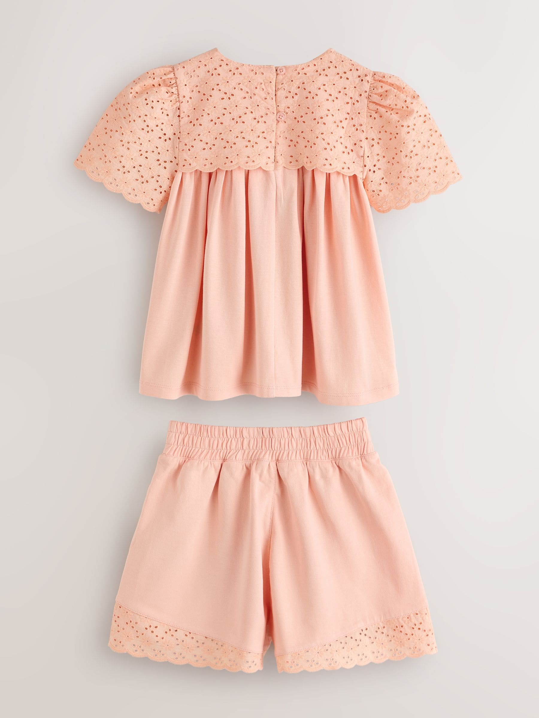 Laura Ashley Orange Broderie Anglaise Frill Top and Shorts Set image 9