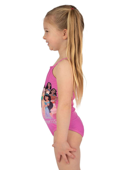 Character Pink Disney Princess Ariel Moana Cinderella And Rapunzel Print Swimsuit image 6