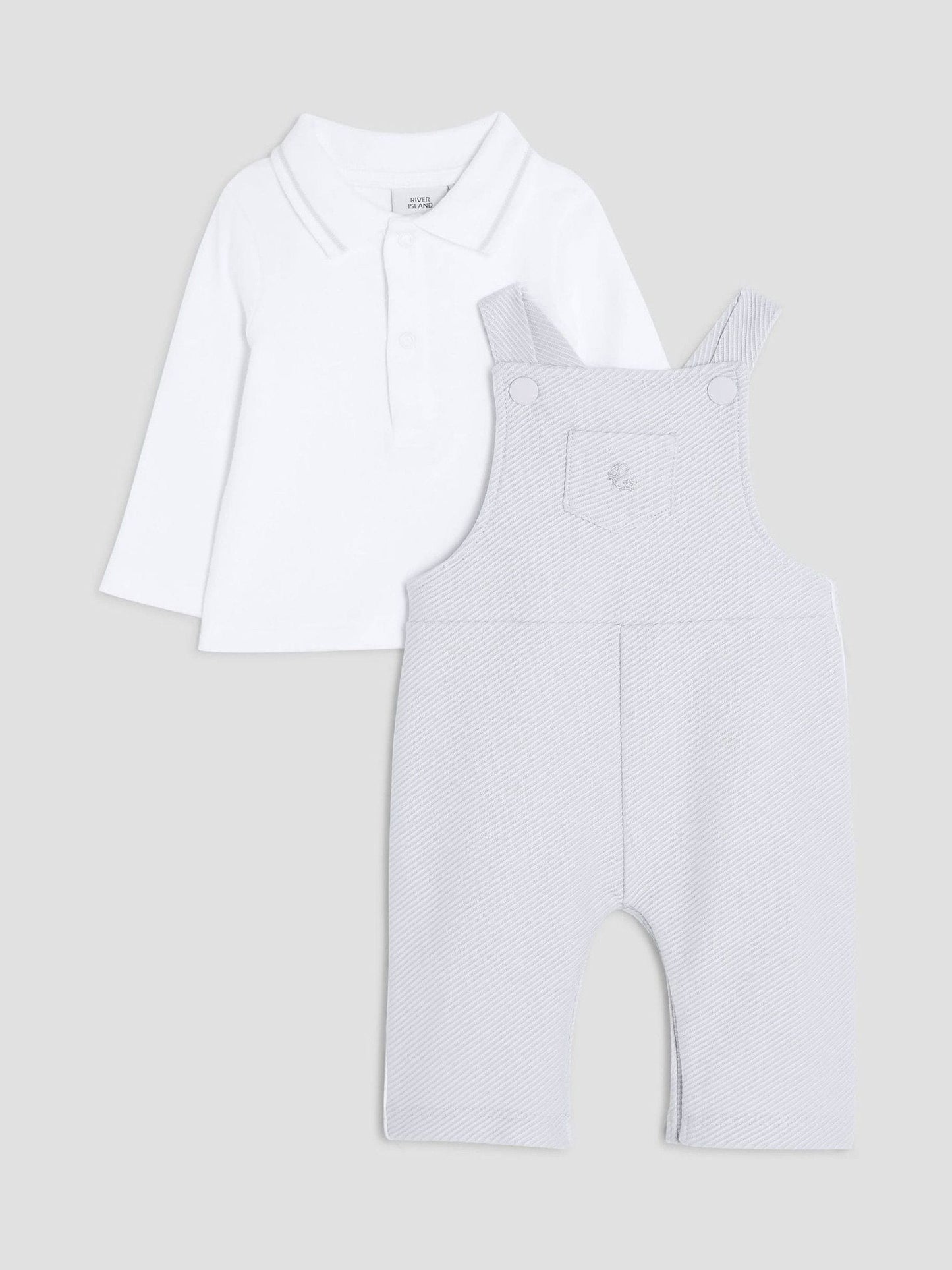 River Island Blue Baby Boys Dungarees Outfit
