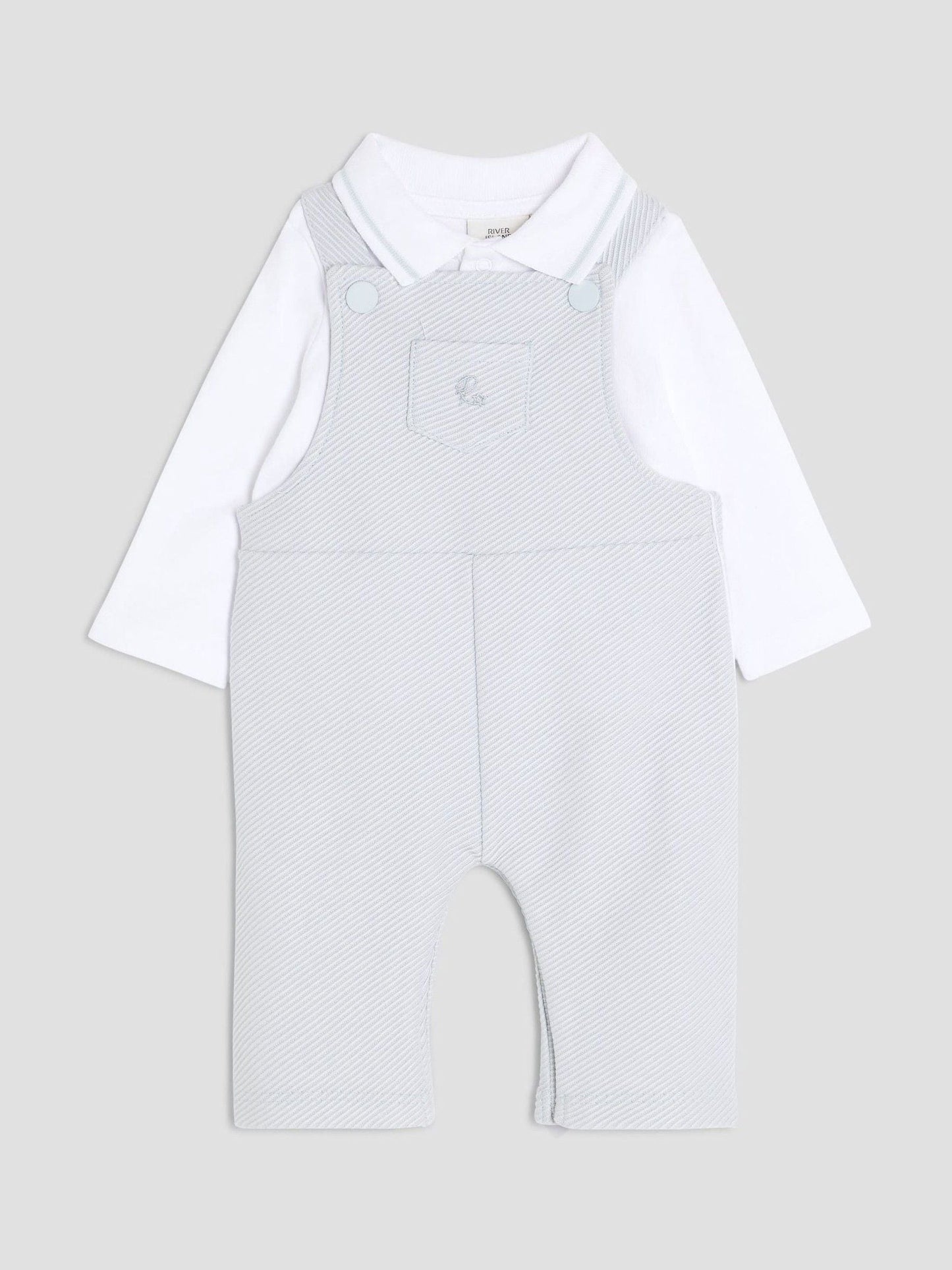 River Island Blue Baby Boys Dungarees Outfit