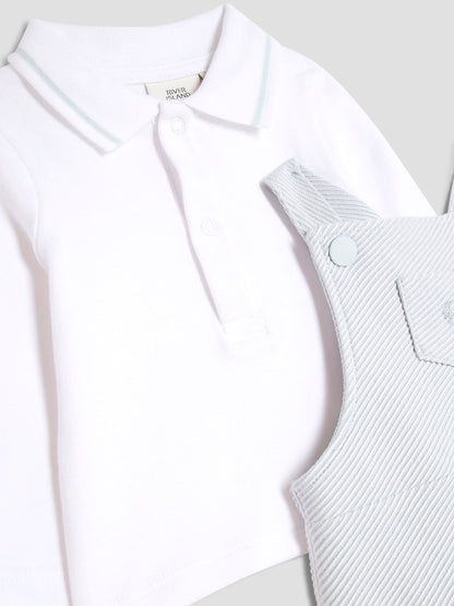 River Island Blue Baby Boys Dungarees Outfit