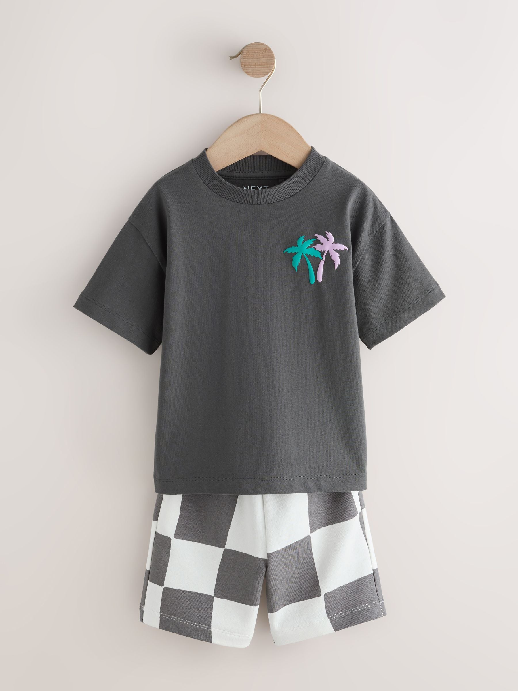 Charcoal Grey/Lilac Short Sleeve T-Shirt and Shorts Set 2 Pack (3mths-7yrs) image 4