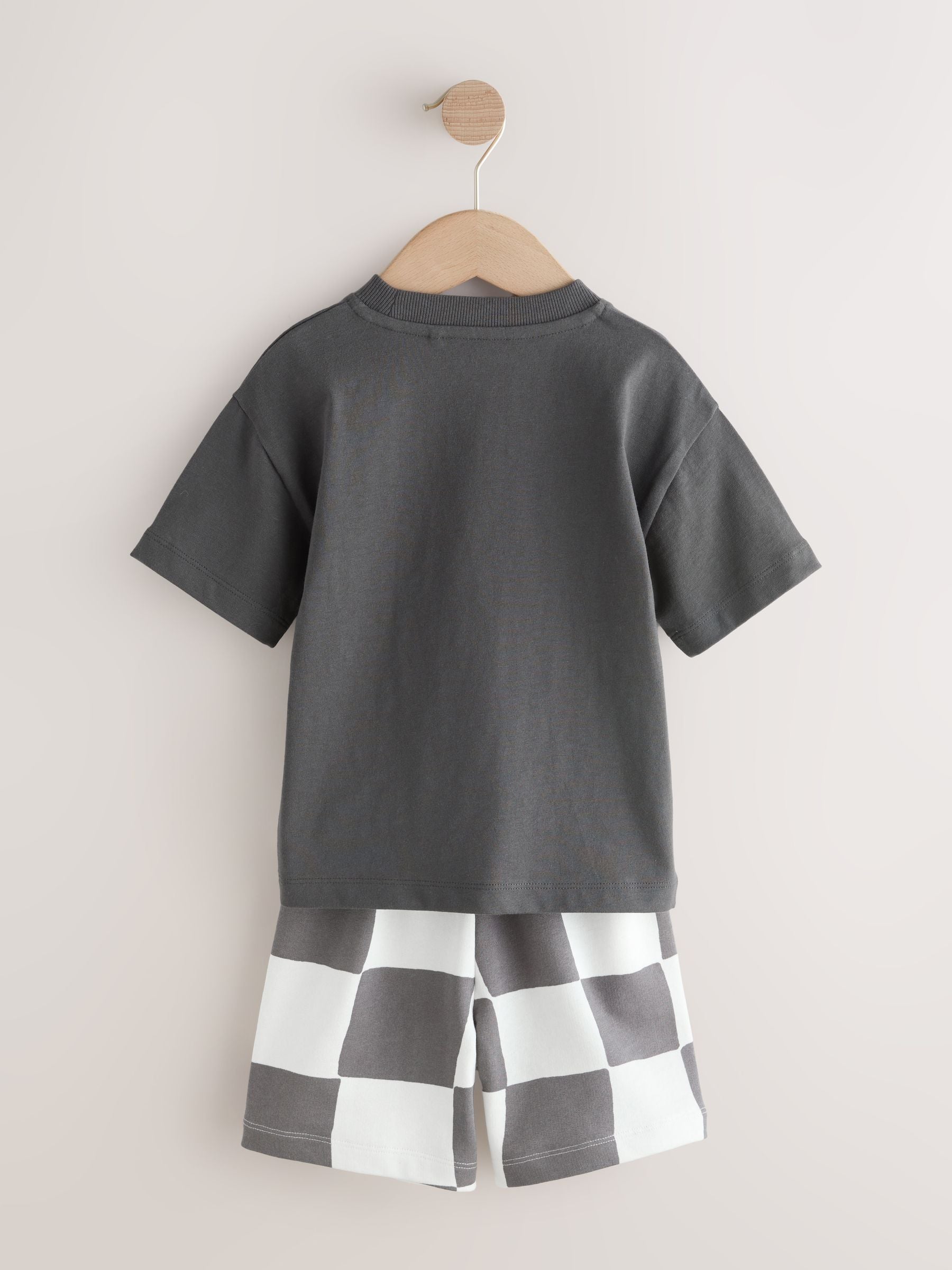 Charcoal Grey/Lilac Short Sleeve T-Shirt and Shorts Set 2 Pack (3mths-7yrs) image 6