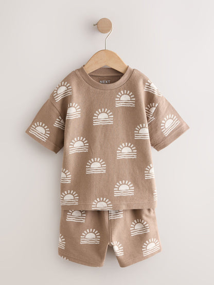 Brown Sun Short Sleeve All-Over Print T-Shirt and Shorts Set (3mths-7yrs) image 5