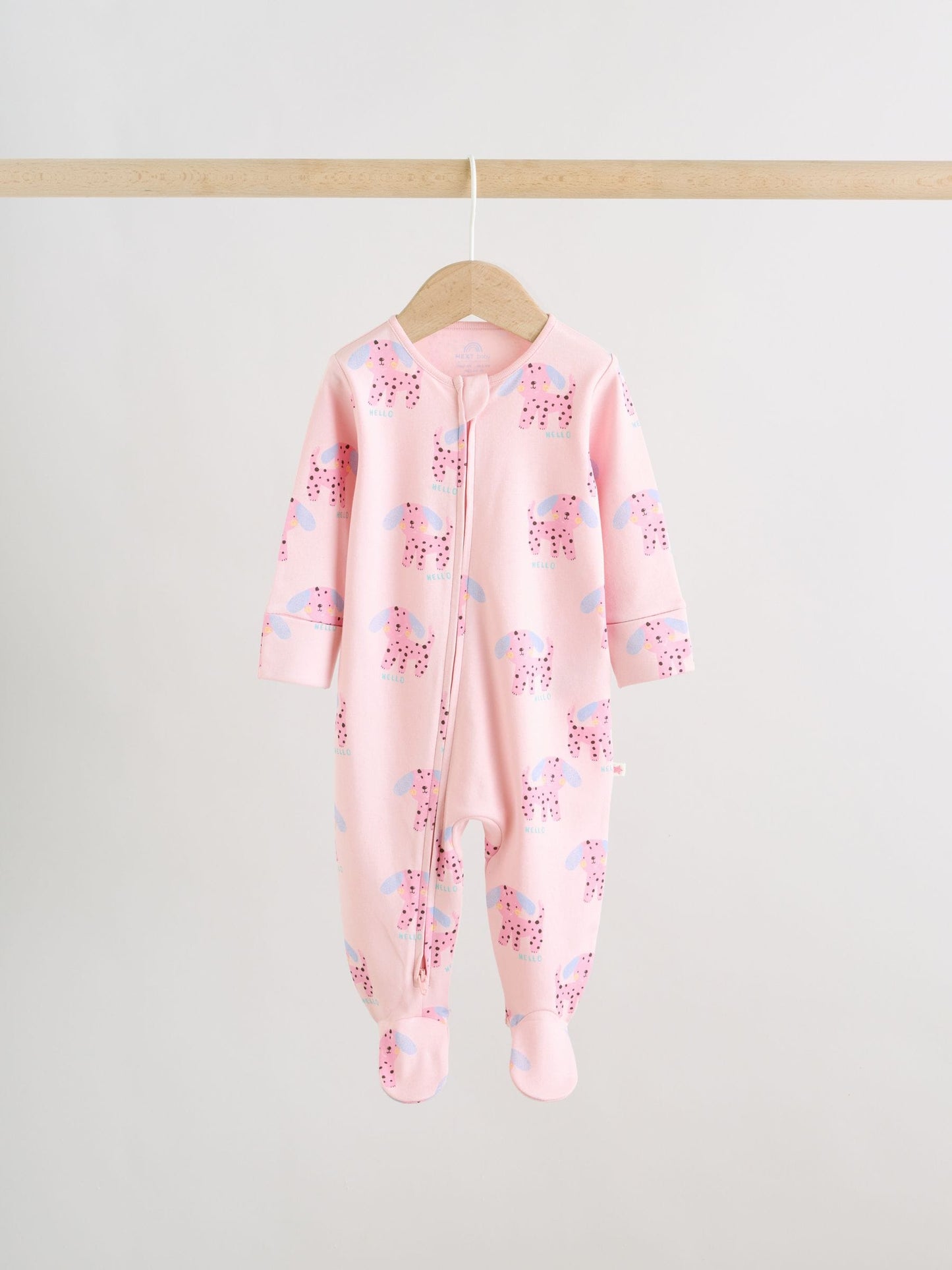 Pink/Yellow character Two Way Zip Baby Sleepsuits 3 Pack (0mths-2yrs) image 3