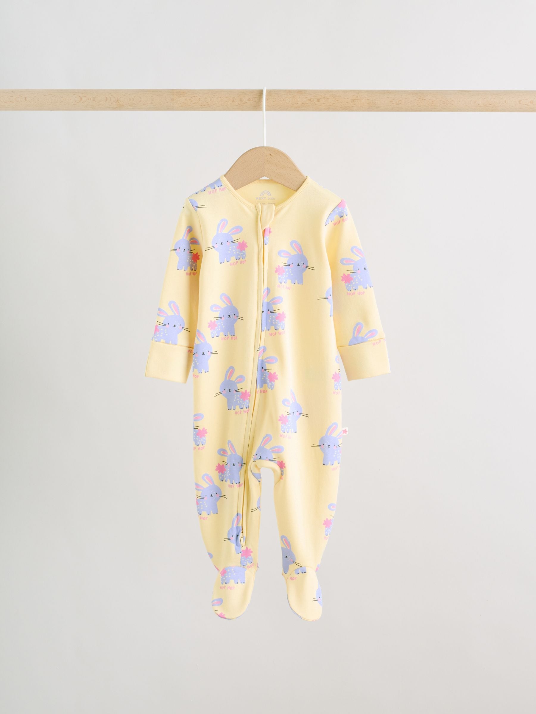 Pink/Yellow character Two Way Zip Baby Sleepsuits 3 Pack (0mths-2yrs) image 5