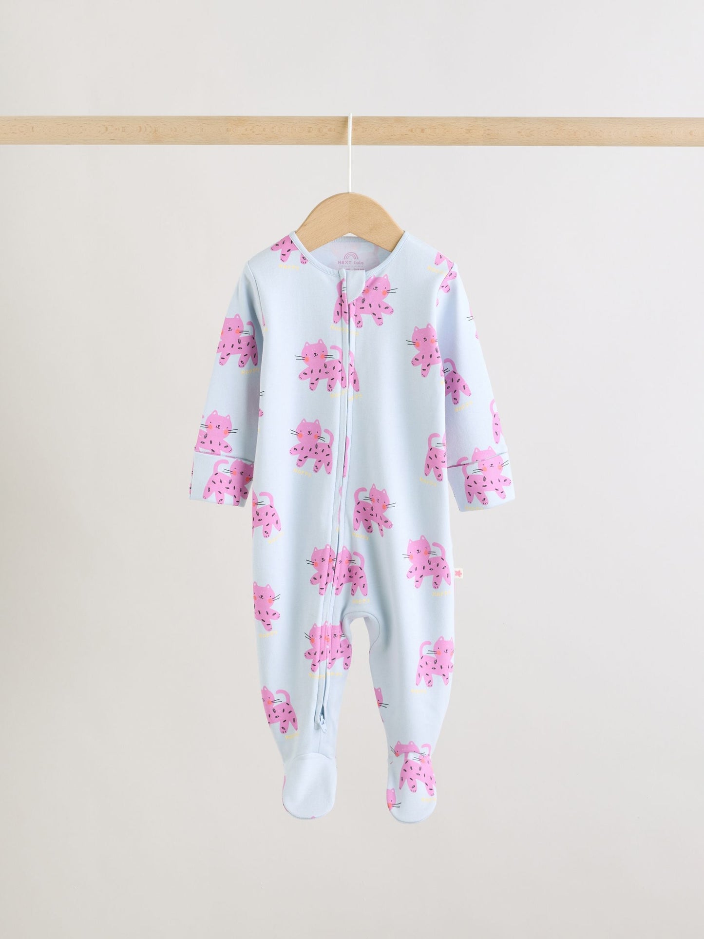 Pink/Yellow character Two Way Zip Baby Sleepsuits 3 Pack (0mths-2yrs) image 6