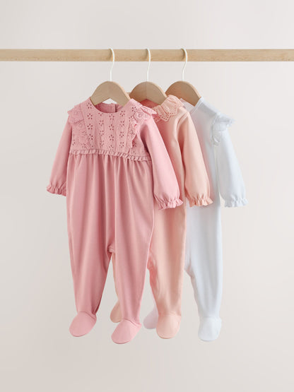 Pink Baby Sleepsuits 3 Pack (0mths-2yrs) image 1