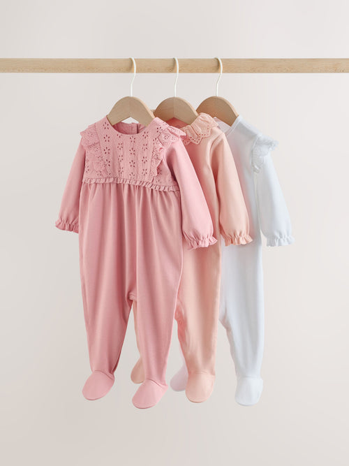 Pink Baby Sleepsuits 3 Pack (0mths-2yrs) image 1