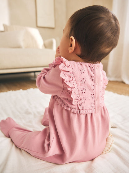 Pink Baby Sleepsuits 3 Pack (0mths-2yrs) image 3