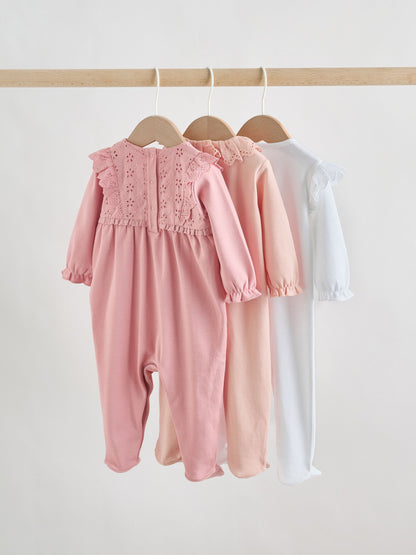 Pink Baby Sleepsuits 3 Pack (0mths-2yrs) image 6