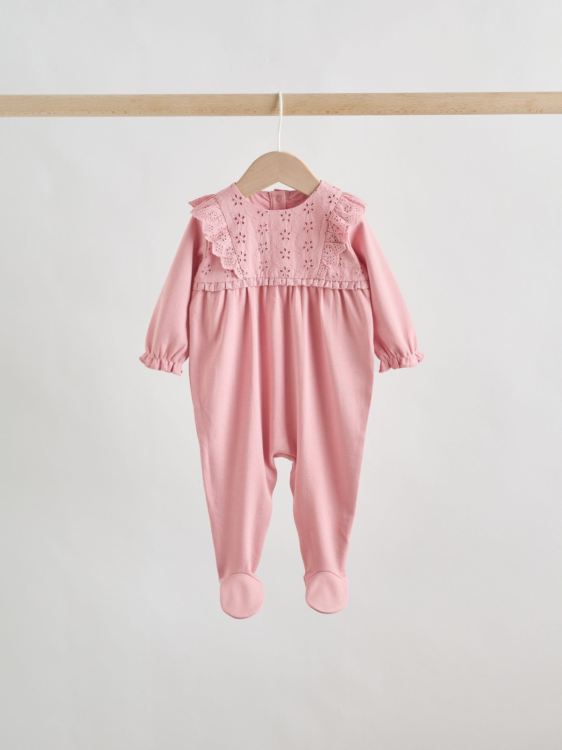 Pink Baby Sleepsuits 3 Pack (0mths-2yrs) image 7