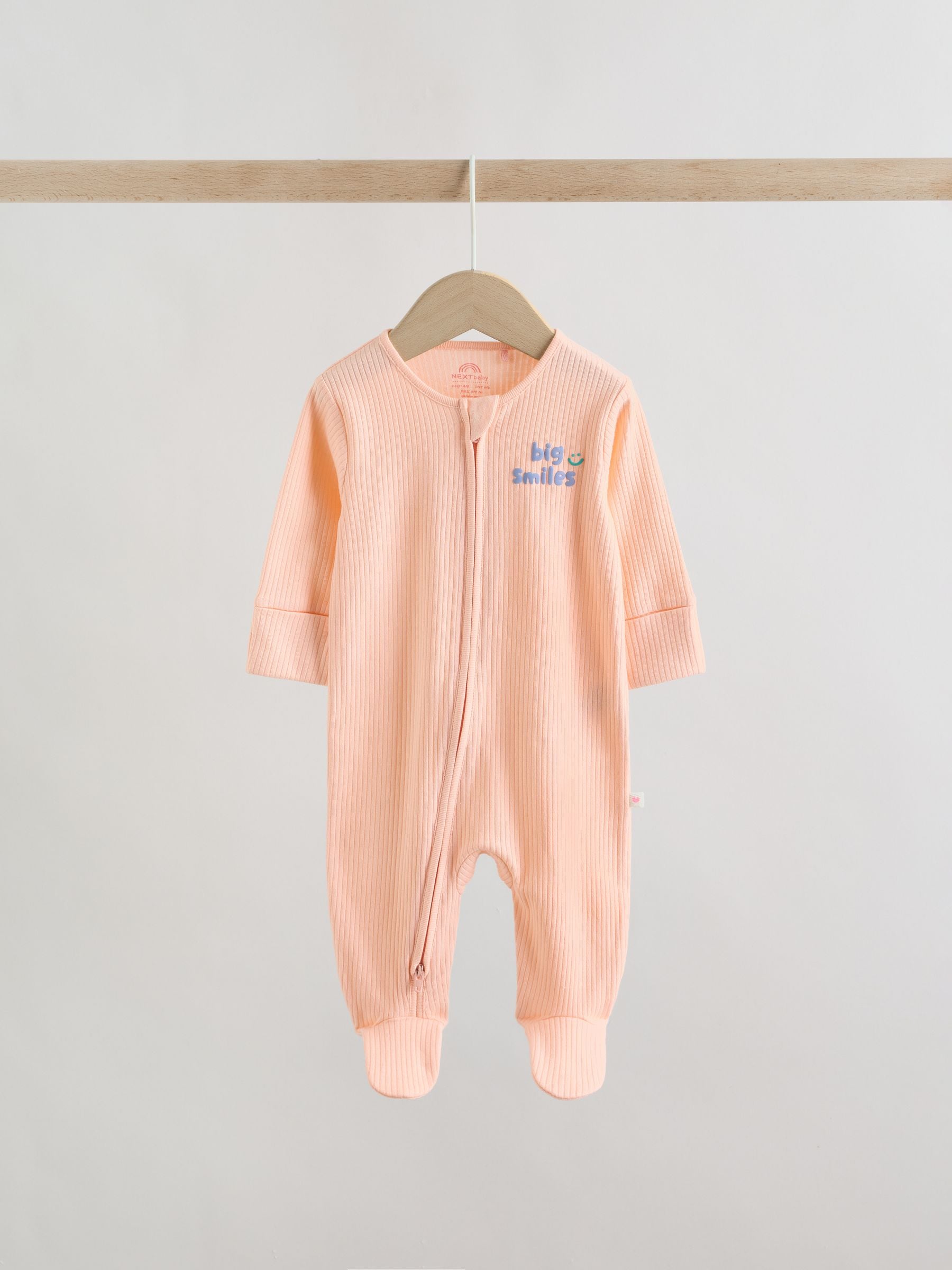 Coral/Purple Two Way Zip Baby Sleepsuits 3 Pack (0mths-2yrs) image 6