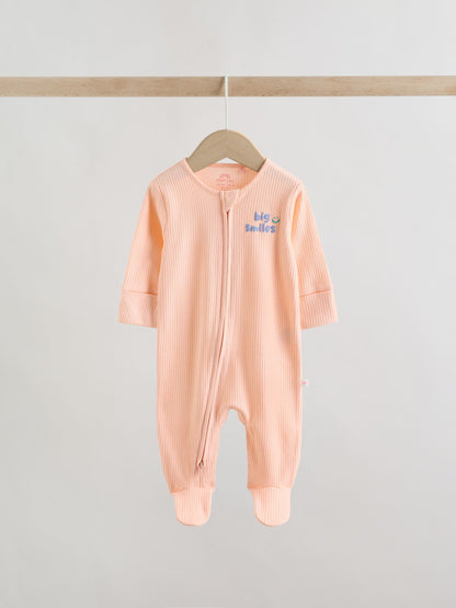 Coral/Purple Two Way Zip Baby Sleepsuits 3 Pack (0mths-2yrs) image 6