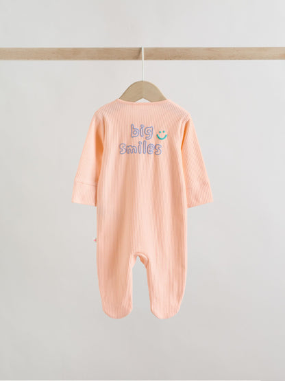 Coral/Purple Two Way Zip Baby Sleepsuits 3 Pack (0mths-2yrs) image 7