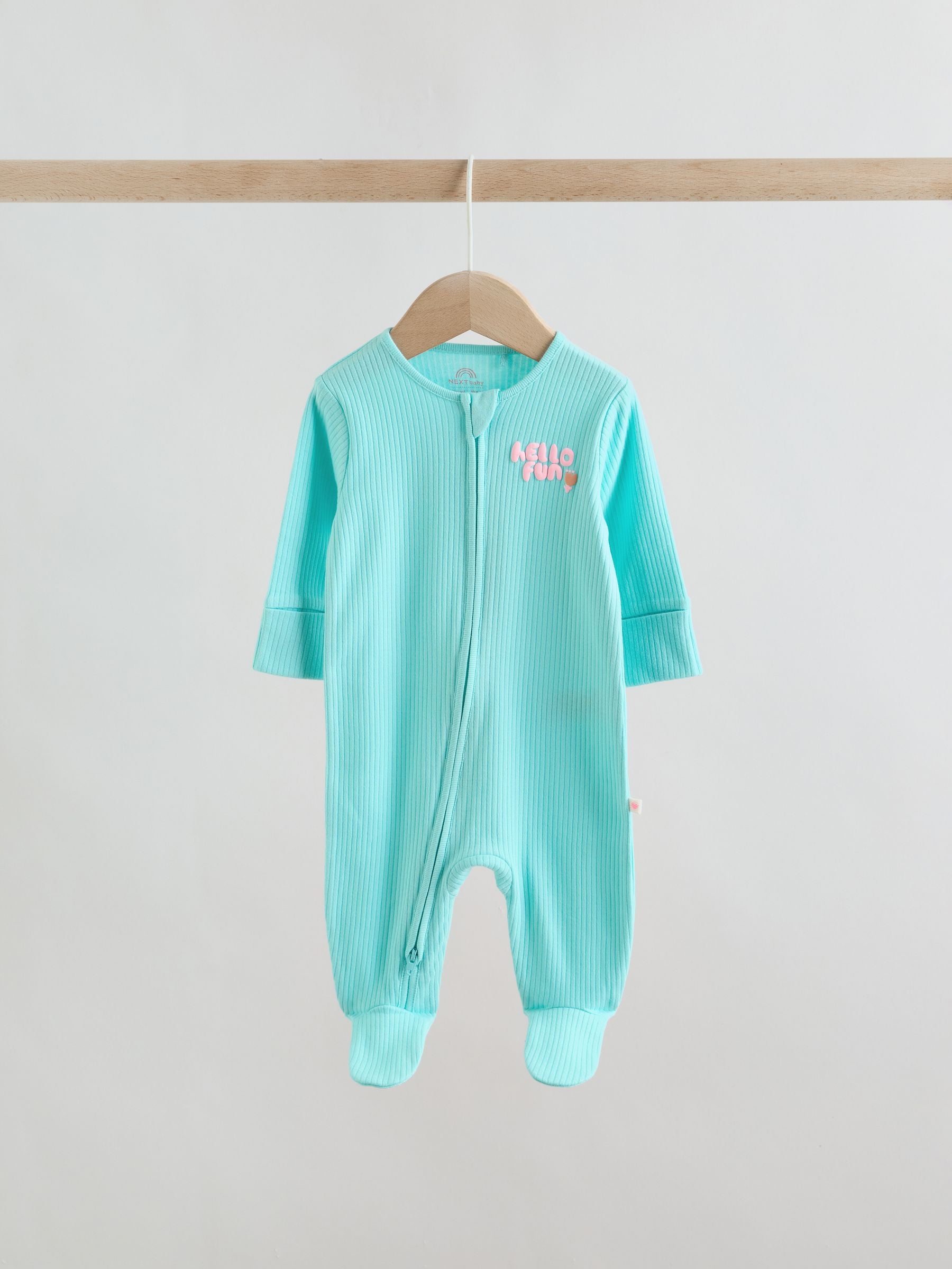 Coral/Purple Two Way Zip Baby Sleepsuits 3 Pack (0mths-2yrs) image 8
