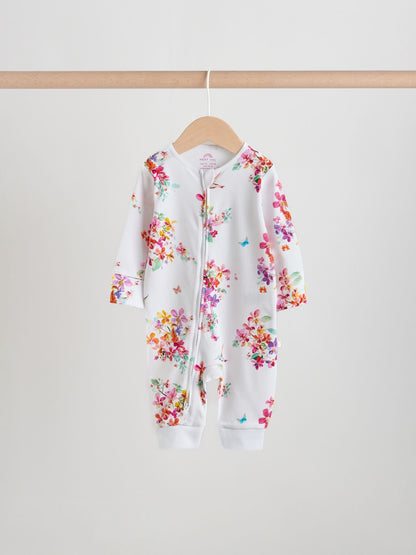 Bright Two Way Zip Baby Sleepsuits 3 Pack (0mths-3yrs) image 3