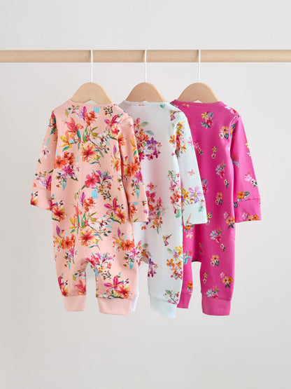 Bright Two Way Zip Baby Sleepsuits 3 Pack (0mths-3yrs) image 5