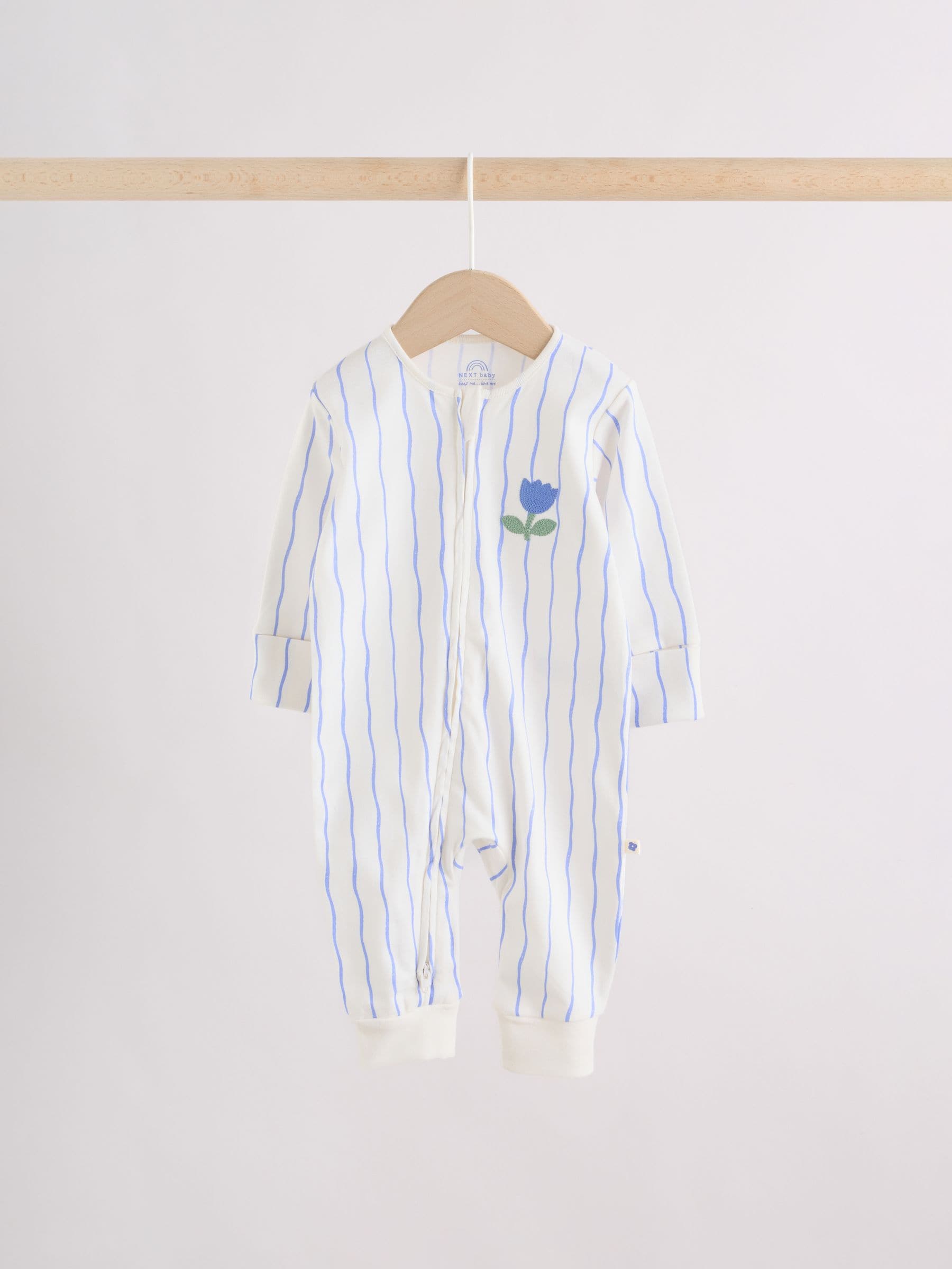 Blue Baby Sleepsuits 3 Pack (0mths-3yrs) image 3
