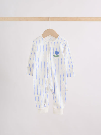 Blue Baby Sleepsuits 3 Pack (0mths-3yrs) image 3