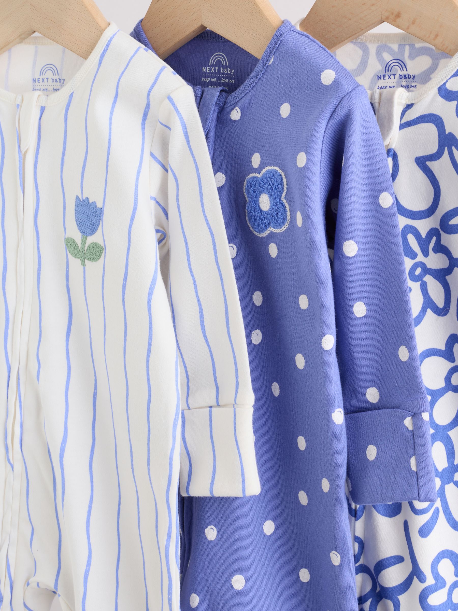 Blue Baby Sleepsuits 3 Pack (0mths-3yrs) image 7