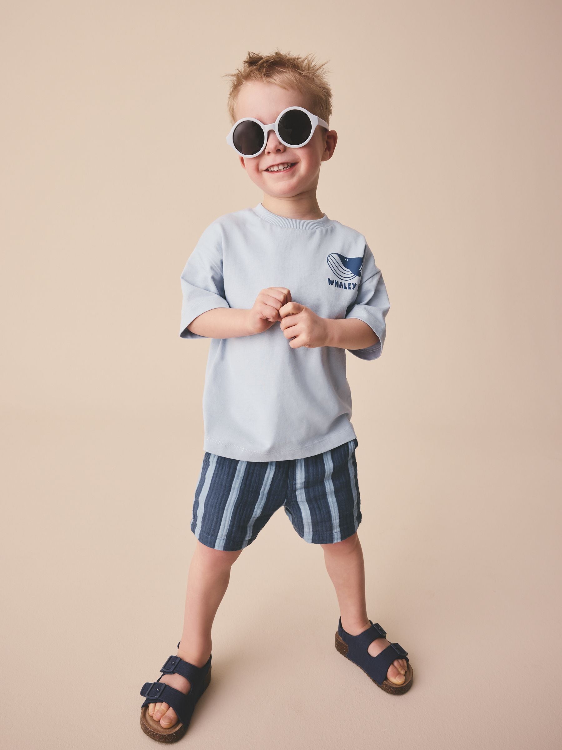 Dsiney Kidz - Blue/Navy Stripe Soft Textured Pull On Shorts (3mths-7yrs) image 2