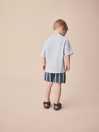 Dsiney Kidz - Blue/Navy Stripe Soft Textured Pull On Shorts (3mths-7yrs) image 3