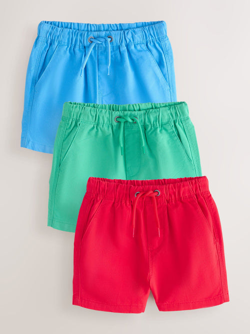 Blue/Red/Green Pull On Shorts 3 Pack (3mths-7yrs) image 1