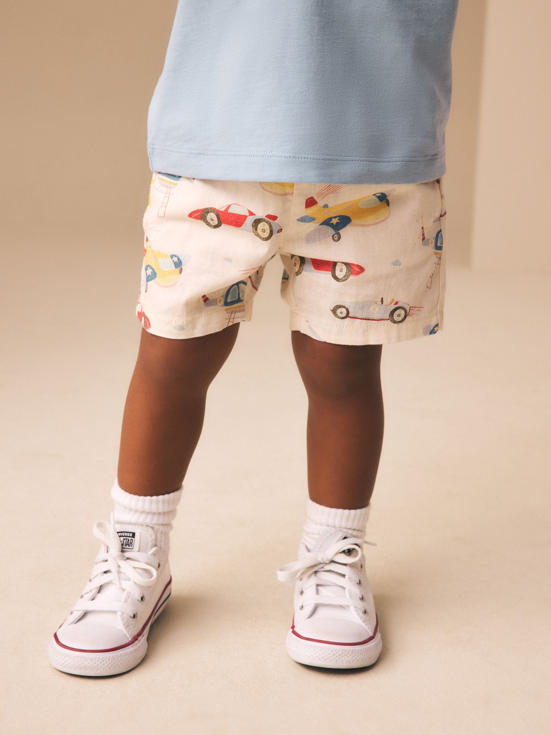 Multi Transport Linen Blend Pull On Shorts (3mths-7yrs) image 1