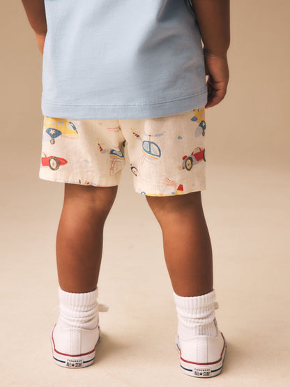 Multi Transport Linen Blend Pull On Shorts (3mths-7yrs) image 2