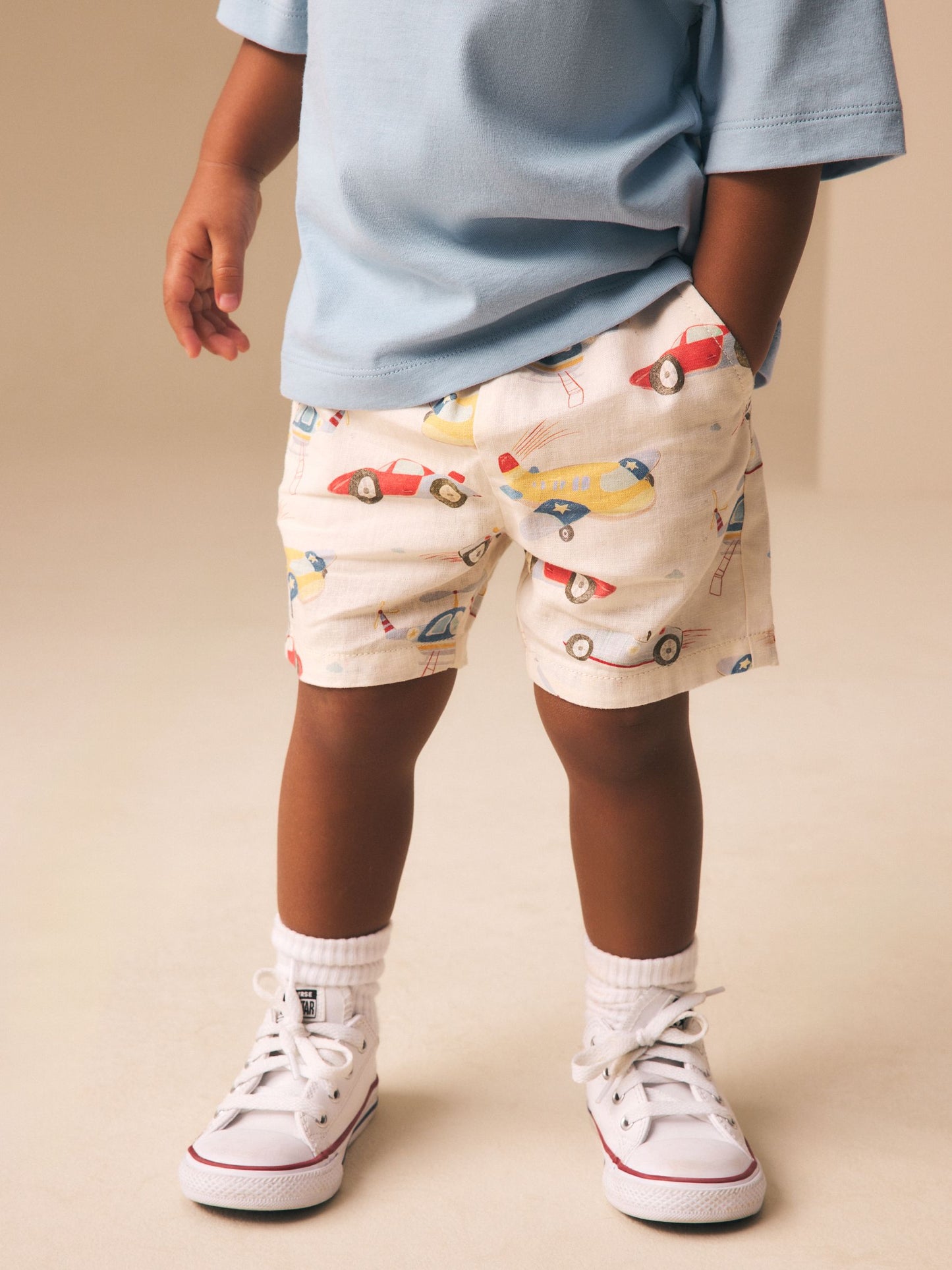 Multi Transport Linen Blend Pull On Shorts (3mths-7yrs) image 3