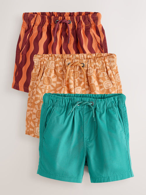 Green/Orange/Stripe Pull On Shorts 3 Pack (3mths-7yrs) image 1