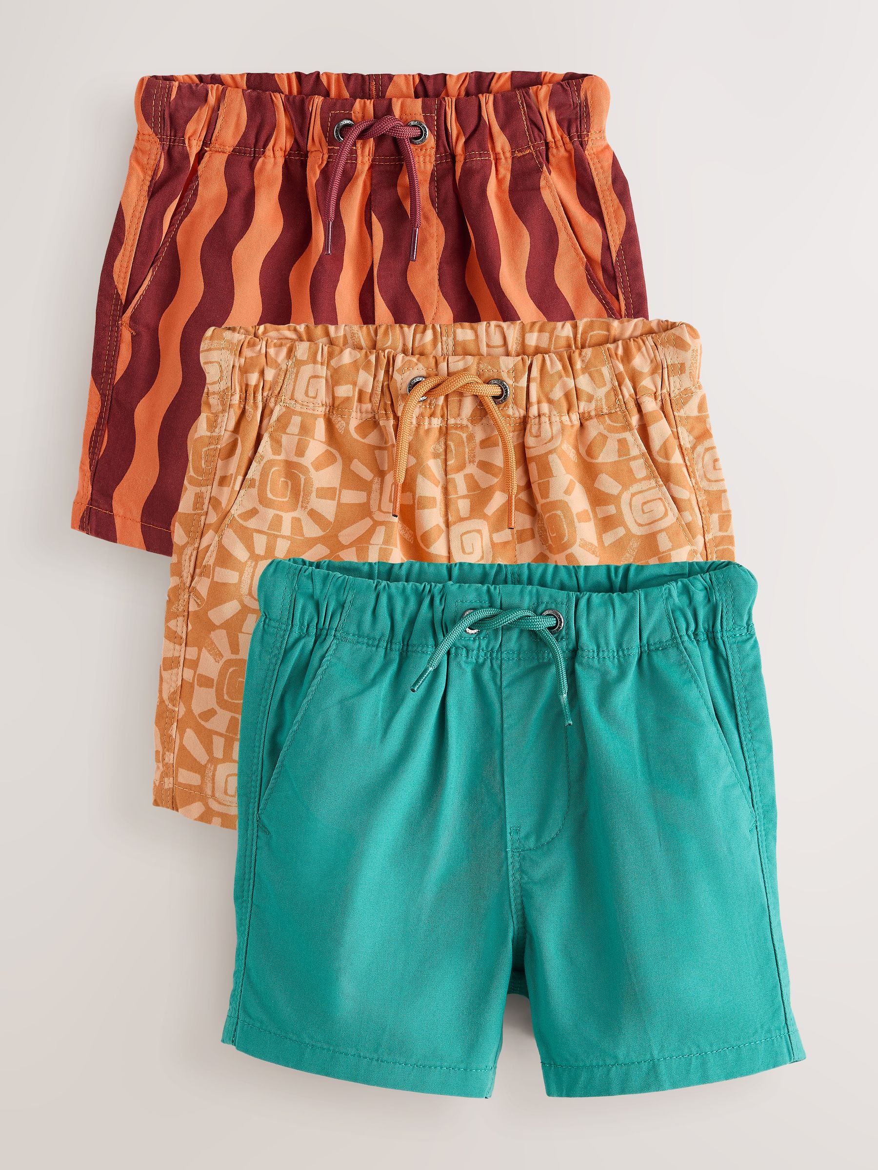 Dsiney Kidz - Green/Orange/Stripe Pull On Shorts 3 Pack (3mths-7yrs) image 1
