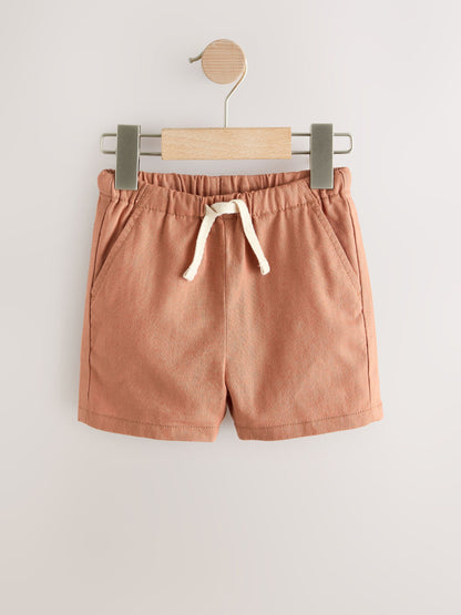 Dsiney Kidz - Rust Orange/Yellow/Stripe Linen Blend Shorts 3 Pack (3mths-7yrs) image 2