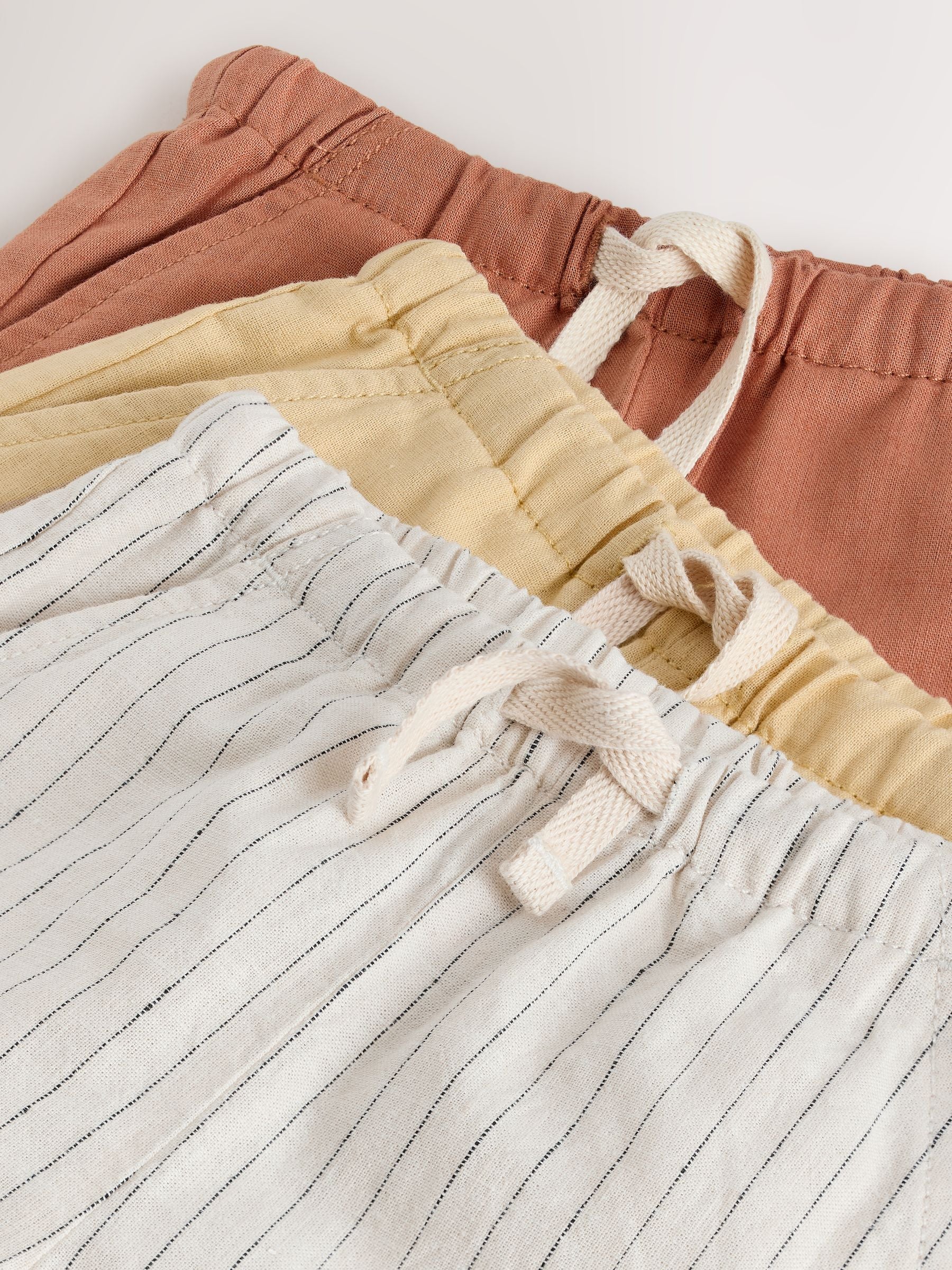 Dsiney Kidz - Rust Orange/Yellow/Stripe Linen Blend Shorts 3 Pack (3mths-7yrs) image 7
