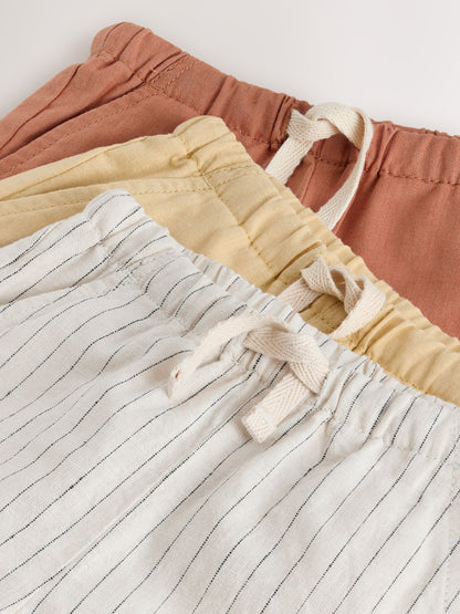 Dsiney Kidz - Rust Orange/Yellow/Stripe Linen Blend Shorts 3 Pack (3mths-7yrs) image 7
