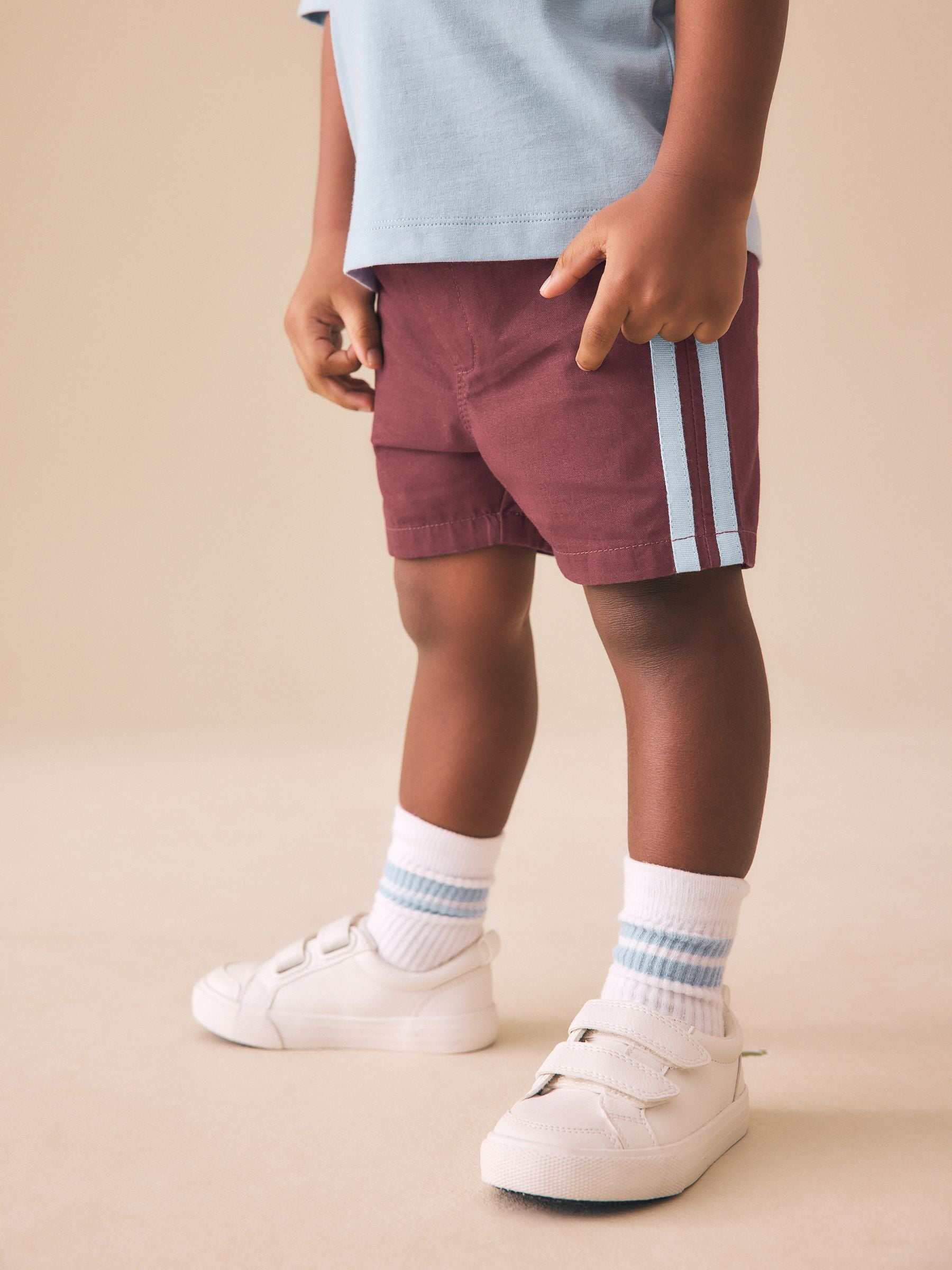 Dsiney Kidz - Burgundy Red Side Stripe Pull On Shorts (3mths-7yrs) image 1