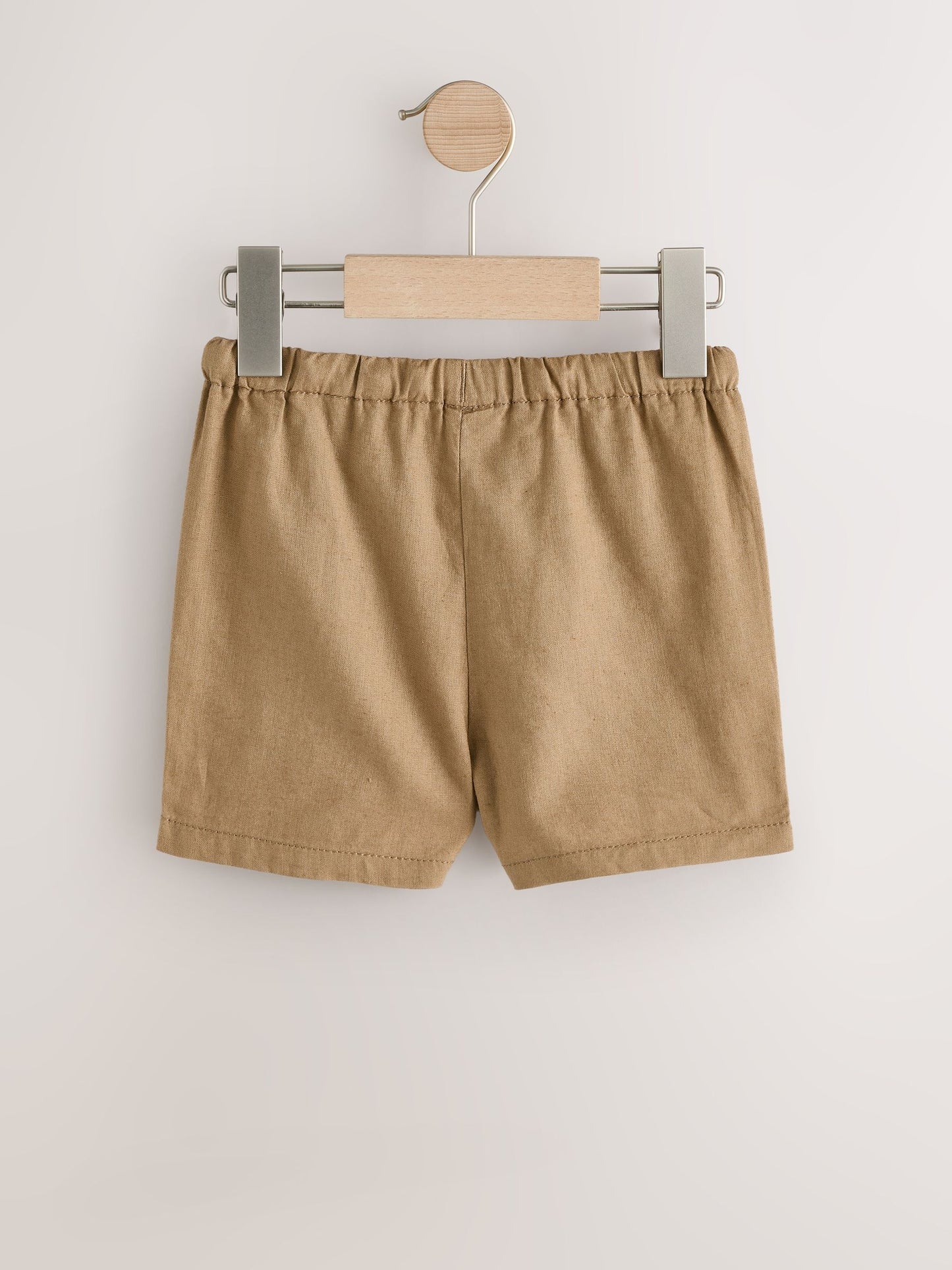Tan Brown Linen Blend Pull On Shorts (3mths-7yrs) image 2