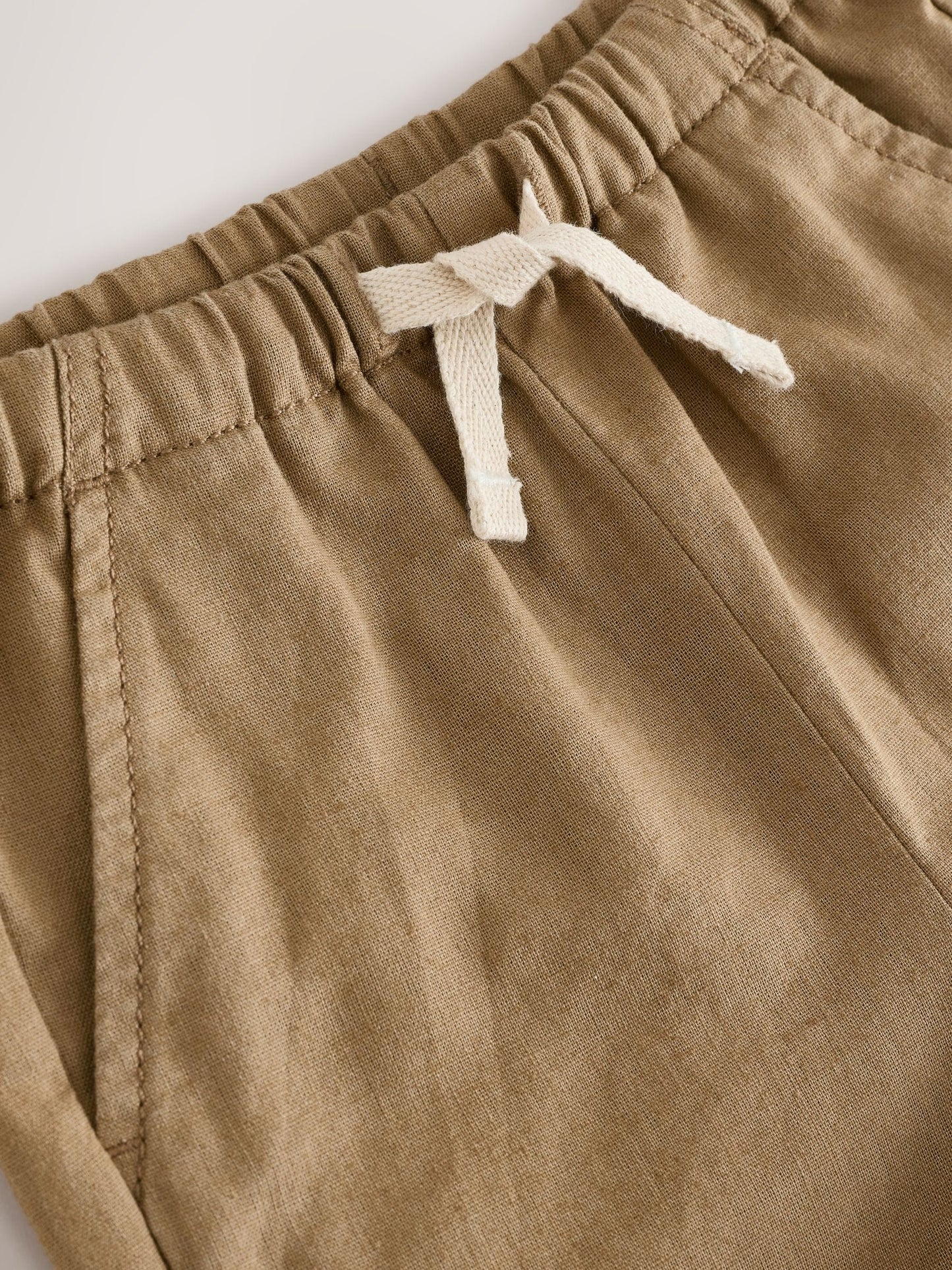 Tan Brown Linen Blend Pull On Shorts (3mths-7yrs) image 3