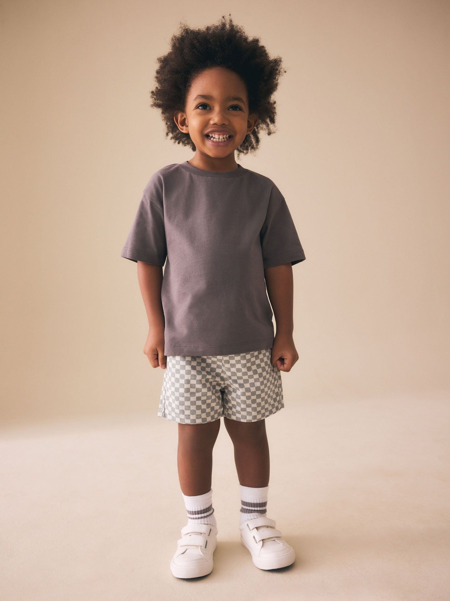 Dsiney Kidz - Neutral Checkerboard Pull On Shorts (3mths-7yrs) image 2
