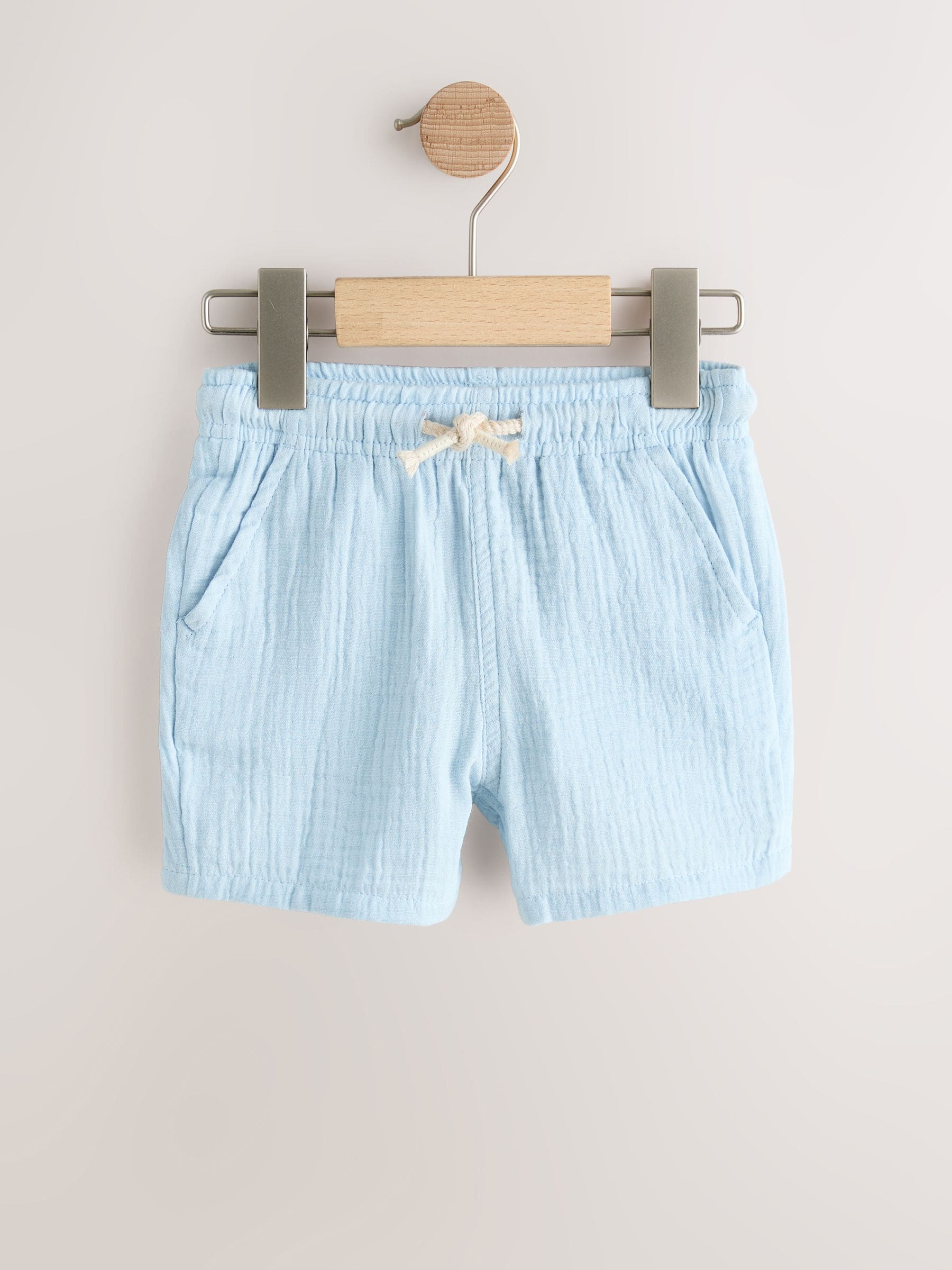 Dsiney Kidz - Neutral/Sage Green/Pale Blue Soft Textured Pull on Shorts 3 Pack (3mths-7yrs) image 3