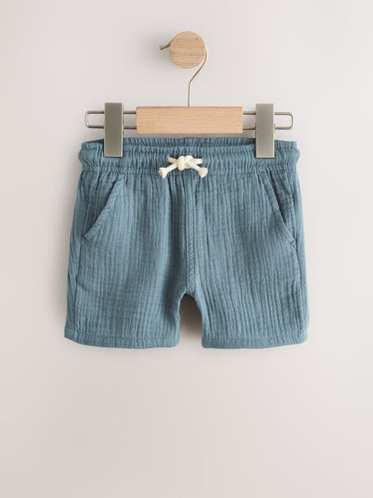 Dsiney Kidz - Neutral/Brown/Red/Blue/Sage Green Soft Textured Pull On Shorts 5 Pack (3mths-7yrs) image 3