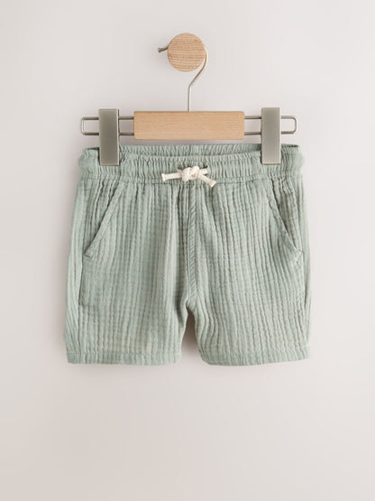 Dsiney Kidz - Neutral/Brown/Red/Blue/Sage Green Soft Textured Pull On Shorts 5 Pack (3mths-7yrs) image 4