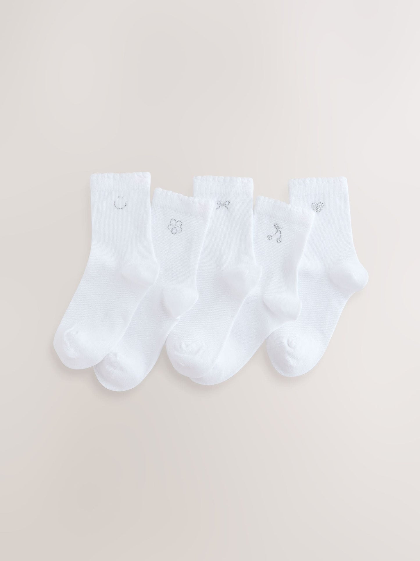 White Cotton Rich Diamante Ankle Socks 5 Pack image 1