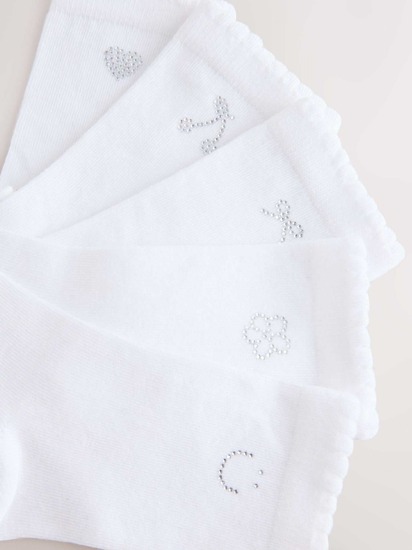 White Cotton Rich Diamante Ankle Socks 5 Pack image 3