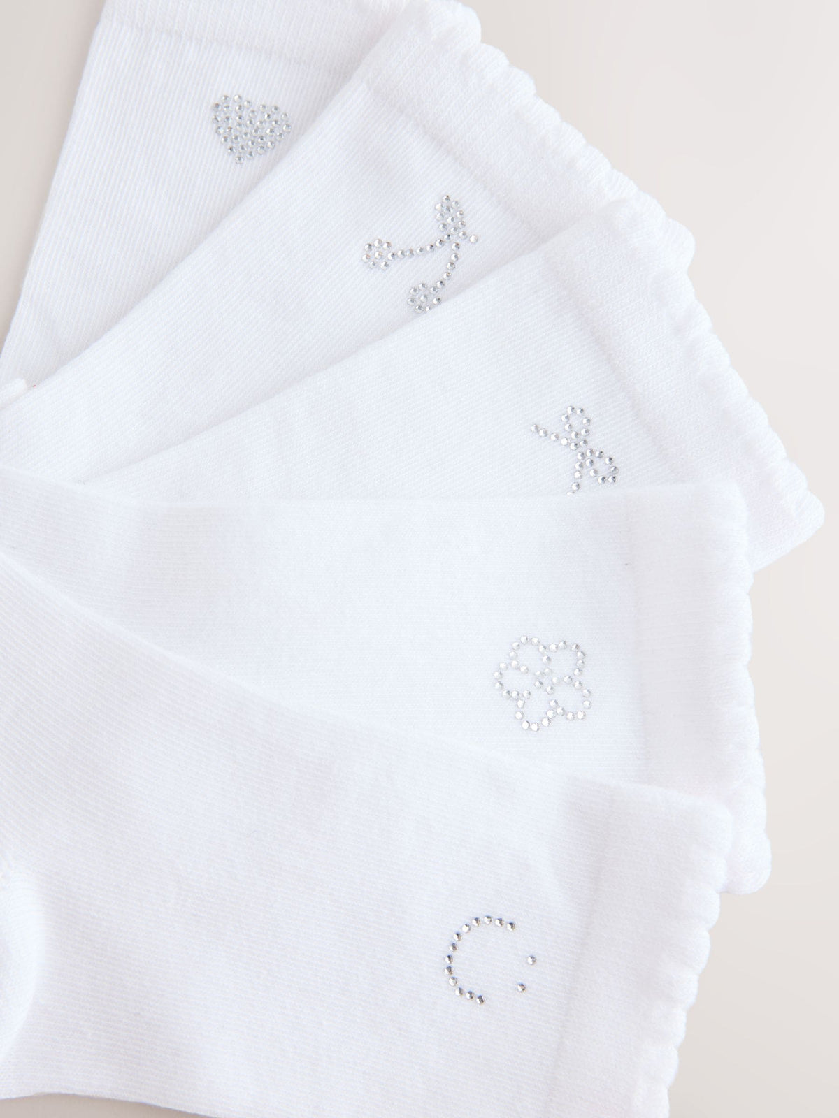 White Cotton Rich Diamante Ankle Socks 5 Pack image 3