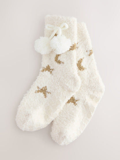 Natural Moon and Star Cosy Ankle Socks image 1